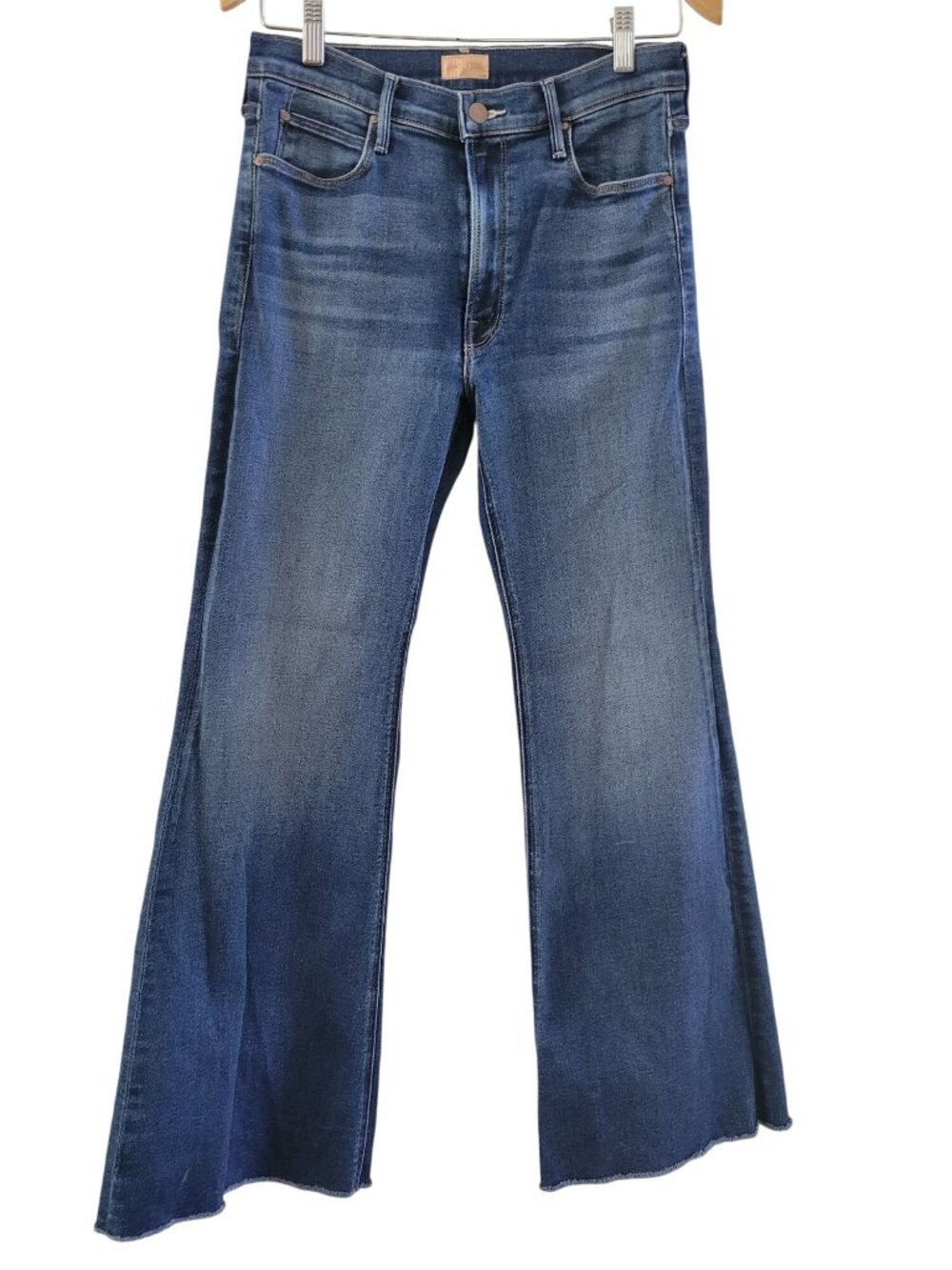 Mother The Lil Doozy Fray Jeans 30 Petite Scorchin Hot Mid Rise Flare leg denim - Picture 2 of 13